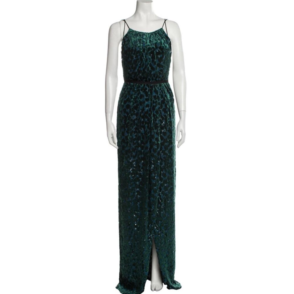 Jason Wu Animal Print Maxi Dress Womens Size XS 2/4 Teal Blue Green